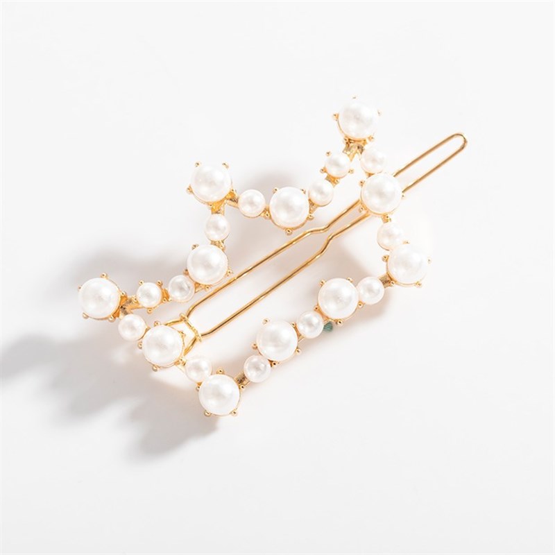 推荐A0 fashion sweet pearl crown love hairpin 8-character gi