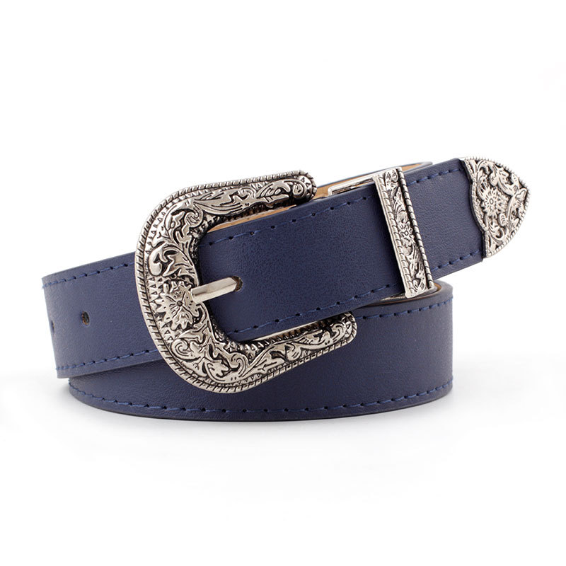 推荐Women's Retro Pin Buckle Belt Vintage Carved  PU Leather - 图1