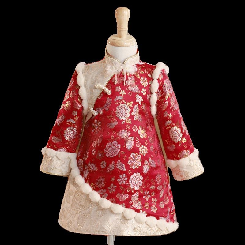 拜年服女童旗袍洋装儿童过年喜庆衣服加厚中式宝宝周岁礼服冬季,淘宝优惠券,粉丝福利购,淘宝优惠卷