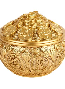 黄铜家用创意摆i件金蝉聚宝盆沙金聚宝盆客厅前台玄关装饰品