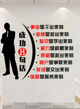 成功8句话励志标语企业办公室文B化墙贴纸公司销售部激励员工贴字