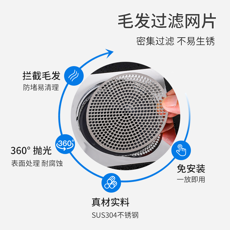 推荐不锈钢地漏盖圆形地漏网片旧地漏改造卫生间浴室下水道毛发过 - 图2