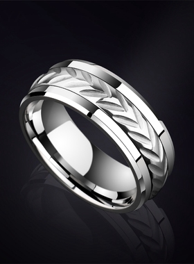 不掉色小众可转动男士戒指时尚韩版个性指环霸气单身潮男戒子