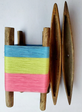 民俗文化经典怀旧收藏o梭子织布机配件复古摆件纺织木艺木雕老物