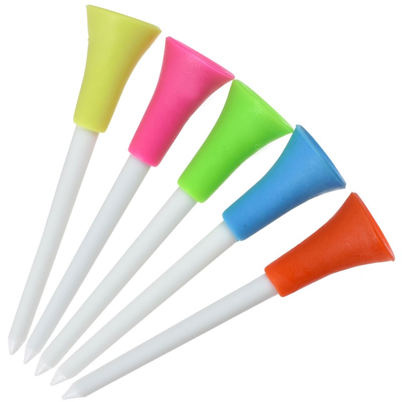 新品30PC Multi Color Plastic Golf Tees 83mm Durable Rubber C-图0