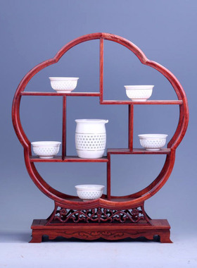 红酸枝木小博古架实木中式多宝阁置物架茶壶茶具架子W展示架收纳
