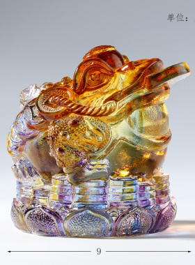琉璃金蟾摆件寓意礼物招财桌面收银台前台玄关中式工艺品开业礼品