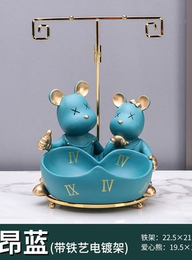 轻奢情侣熊托f盘创意玄关钥匙收纳摆件客厅家居装饰品摆设乔迁礼