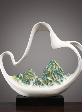 新中式摆件小重山工艺品玄关门厅柜样板间K民宿酒店装饰品艺术摆