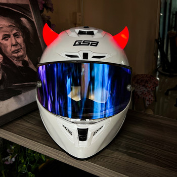 ການຕົກແຕ່ງຫມວກກັນກະທົບ glowing devil horns Christmas modified helmet ears devil horns antlers dreadlocks girl helmet