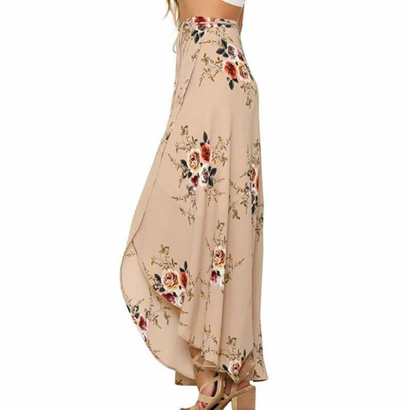 ocheer Nea Floraol Print Long Skirt Women Casuwl Boho Bea - 图3