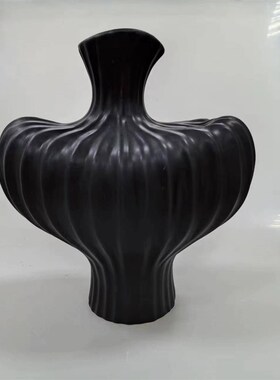 简约北欧侘寂风摆件高级感磨砂z陶瓷花瓶售楼部软装样板间饰品摆