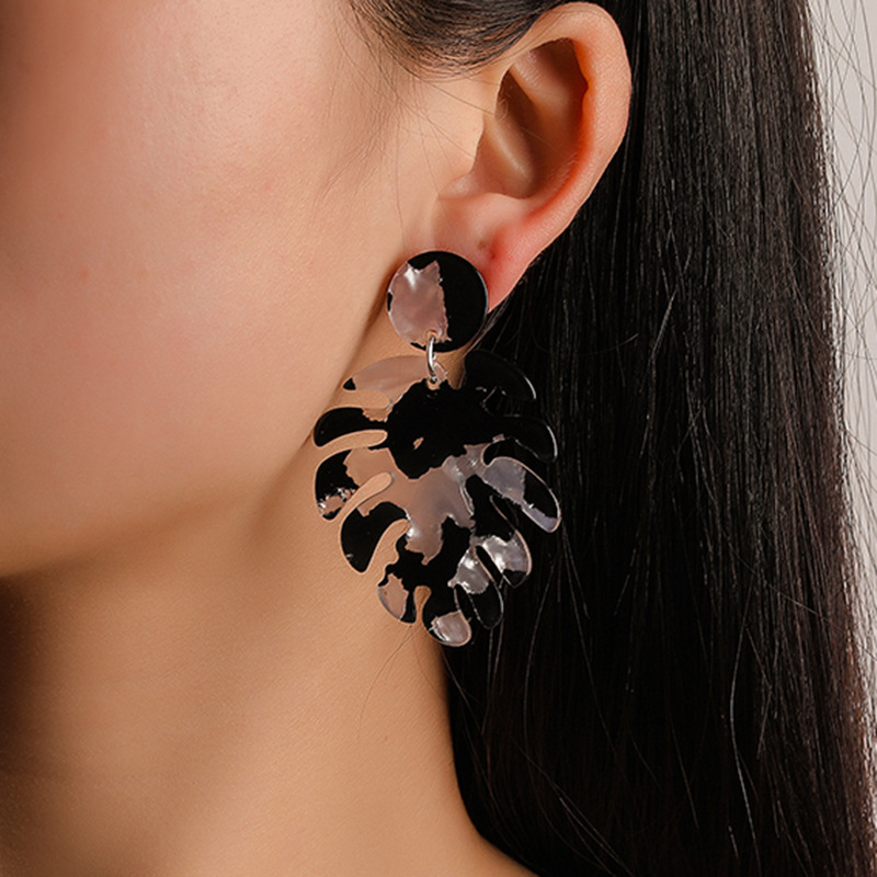 推荐Wish jewelry acetic acid plate multi-layer Earrings leaf - 图0