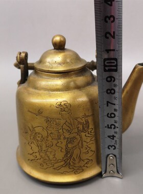古玩铜器复古老式宫延铜茶壶纯铜提粱壶仙女壶家居铜壶收藏摆件