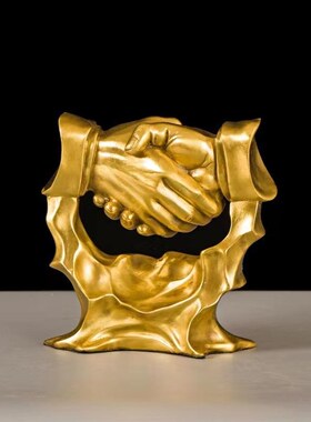 诚信之手办公桌柜摆件客厅前台装饰摆设老板领导办公室背景工艺品