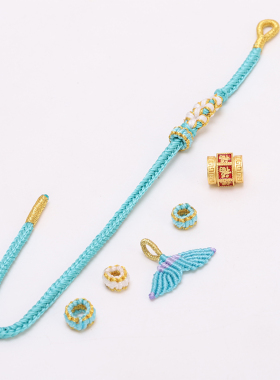 手工编织鱼尾幸运红绳手绳女本命年手链编织绳男情侣手链可串珠子