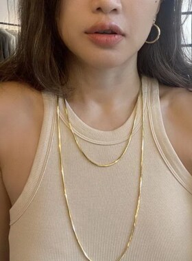 店主强推~镀18K金方蛇骨ins高级素金长款项链女毛衣链秋冬不掉色