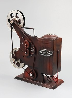 仿真老式放映机模型铁皮工艺品怀旧物件酒吧橱窗装饰摄影道具摆件
