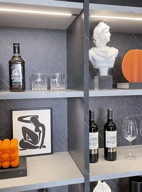 样板间酒柜软装饰品家居摆件挂画创意陶瓷树脂酒具套装组合ZH3330