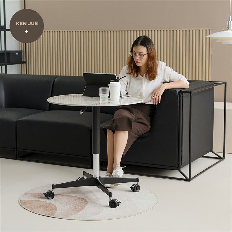 简约现代移动升降岩板茶几餐桌多功能小圆桌边几阳台咖啡桌洽谈桌,淘宝优惠券,粉丝福利购,淘宝优惠卷