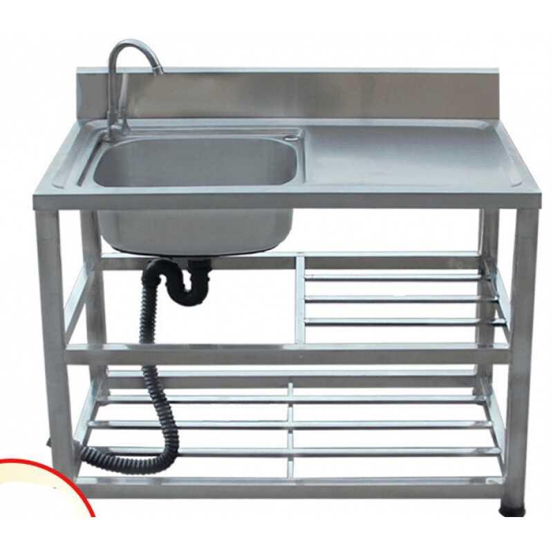 极速不钢锈水槽台面一体家厨房洗菜盆单槽加厚304P带支架平台水池 - 图2