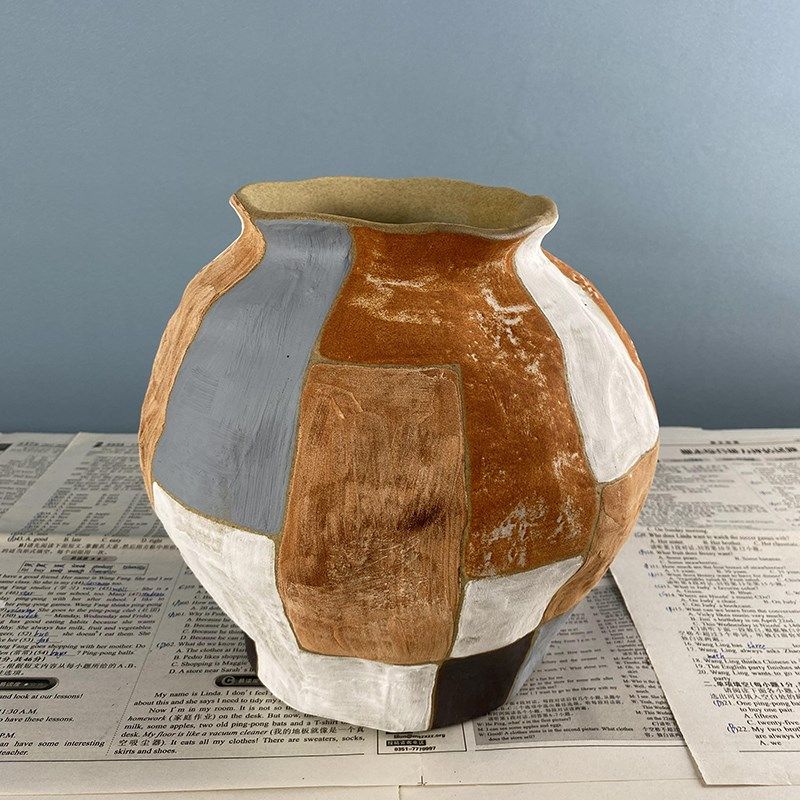 侘寂风手绘陶瓷花瓶日式禅意摆件样板间民宿茶室客厅玄关复古花器,淘宝优惠券,粉丝福利购,淘宝优惠卷