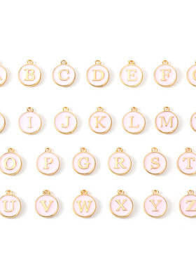 热销10pcs 12mm English Alphabet Pendant Enamel Charms Initia
