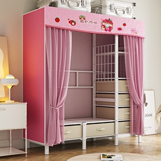 Детский гардероб 布柜简易布衣柜儿童衣柜卧室家用女孩子收纳柜钢制衣柜奶油风衣柜