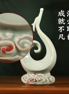 钧瓷龙摆件吉祥物创意手工招财桌面装饰办公开业长辈领导生肖礼物
