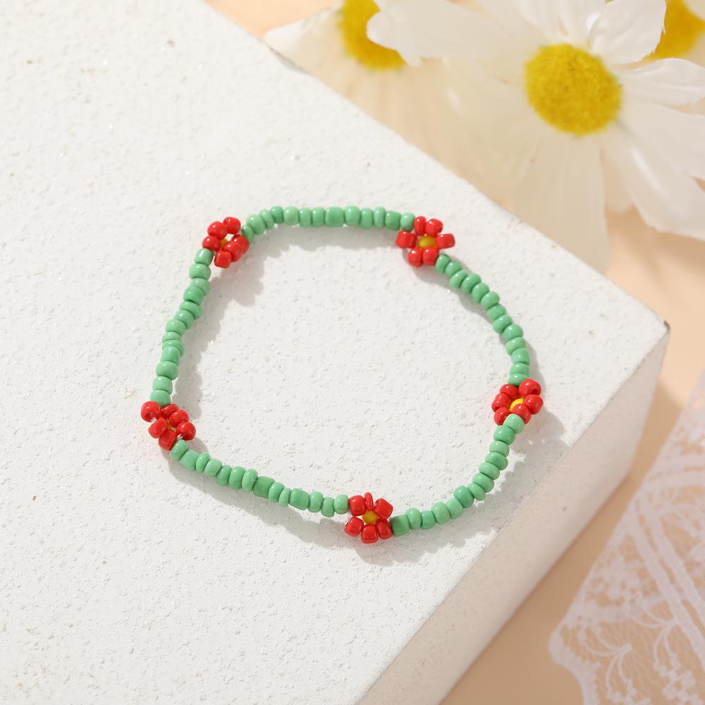 速发colour Daisy Bracelet girl沙滩度假风小雏菊编织彩色米珠手 - 图2