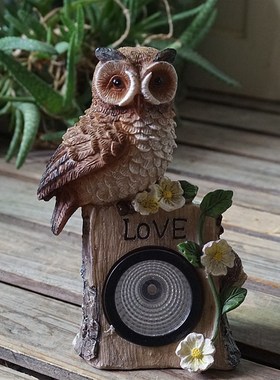 花园阳台太阳能灯青蛙猫头鹰摆件花园庭院装饰包邮