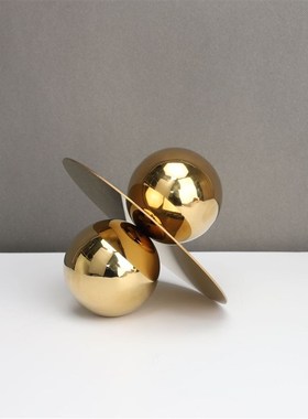 新中式金色金属飞碟样板房售楼部卧室书房客厅餐厅电视柜饰品摆件