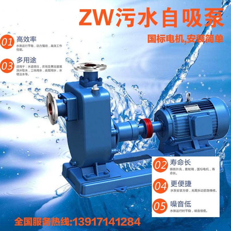 ZW型化工厂/染料厂造纸厂防爆/直联/联轴器排污水自吸泵80ZW40-16 - 图0