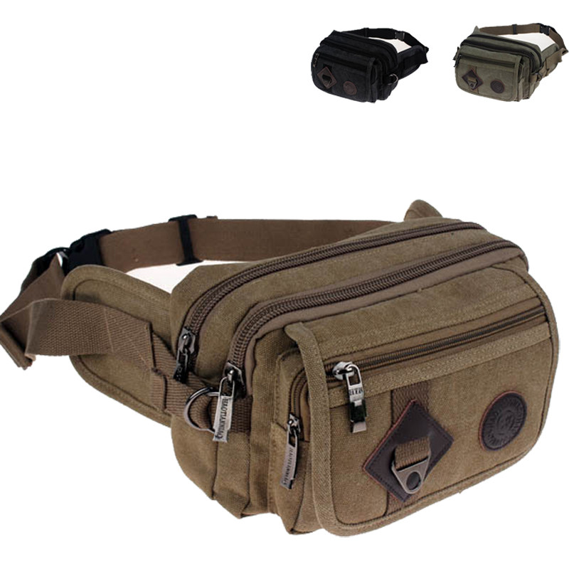 帆布腰包男士大容量多功能工作夏季耐磨小型收钱多层休闲男土包包,淘宝优惠券,粉丝福利购,淘宝优惠卷