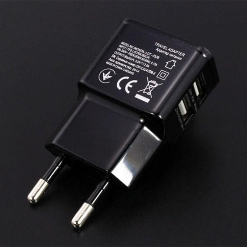 速发EU Plug 5V Dual USB Universal Mobile Phone Chargers Trav-图3