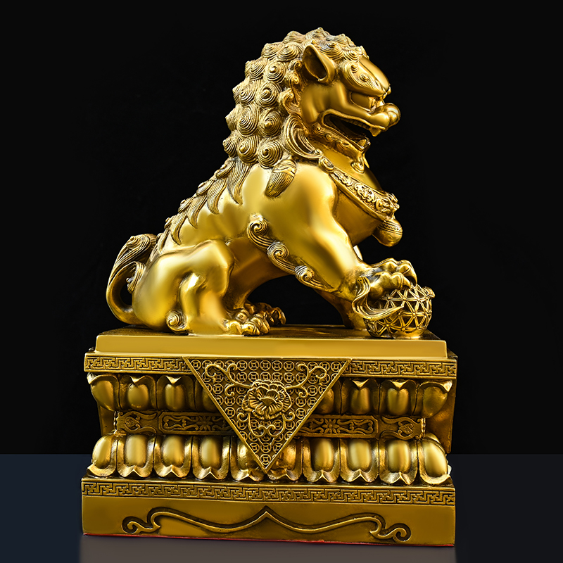铜狮子摆件一对北京狮宫门狮子门口E办公装饰招财客厅玄关摆放礼