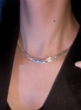 多层流苏闪光项链轻奢小众复古气质高级感锁骨链百搭精致素链颈链