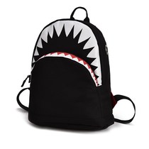 Cool Book Bag Big Shark Cartoon Backpack Black Bookbags Fas