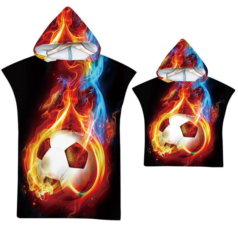 潮流球款连帽浴巾速干宽松浴袍斗B篷海边沙滩外套亲子游泳浴巾33 - 图0