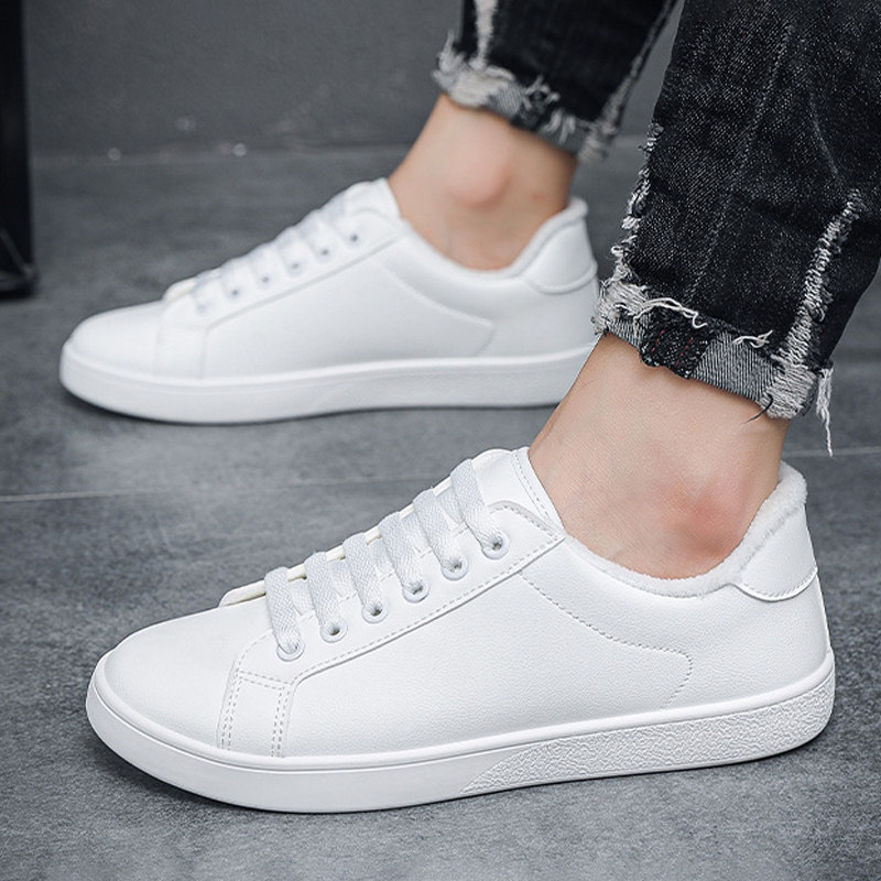 加绒板鞋男保暖棉鞋冬季新款小白鞋男士休闲商务工作皮面防水防滑,淘宝优惠券,粉丝福利购,淘宝优惠卷