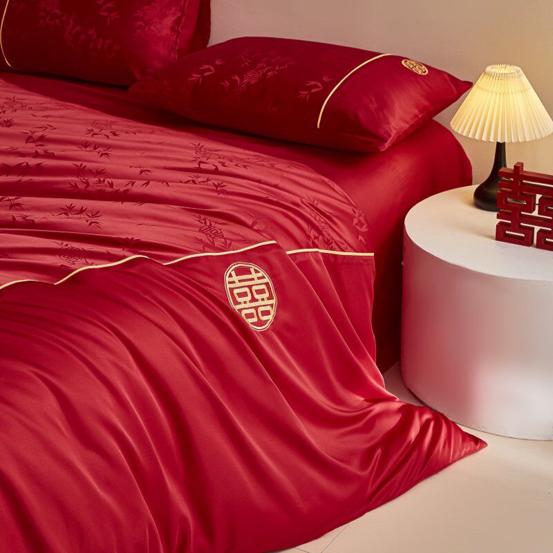 中式喜字结婚四件套大红色陪嫁床单被套婚庆床上用品婚房喜被,淘宝优惠券,粉丝福利购,淘宝优惠卷