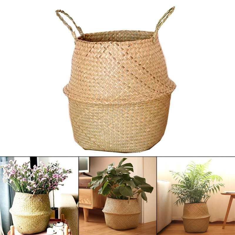 极速Searass Wickerwork Basket Rattan Hanin Flower Pot Dirty-图0