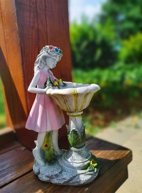 北欧花仙子庭院花园布景摆件氛围灯天使女孩雕塑户外阳台装饰摆设