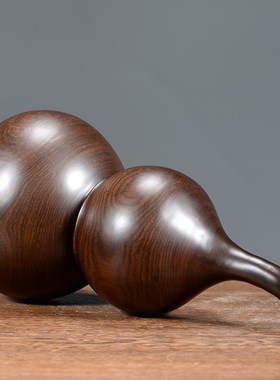 葫芦摆件黑檀实木雕刻木质木头福禄红木家居客厅装饰品工艺礼品