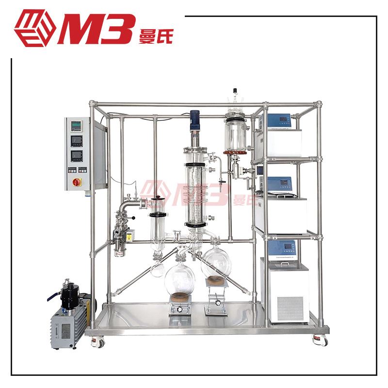 推荐3曼氏玻璃短程分子蒸馏刮膜仪器中试型小试型精油提取设备-图2