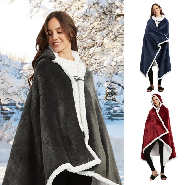 推荐Warm Thick TV Hooded Sweater Blanket Unisex Giant Pocket - 图0