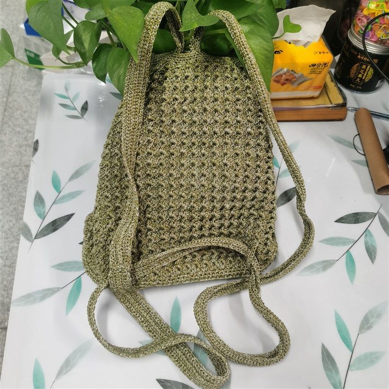 DIY双肩包编织材料包 非成品亮丝空心线细毛线钩针可大小调节,淘宝优惠券,粉丝福利购,淘宝优惠卷