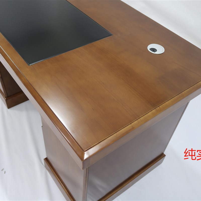 推荐纯实木办公桌1.2 1.4米1.6米电脑台公司单人职员桌油漆木皮办
