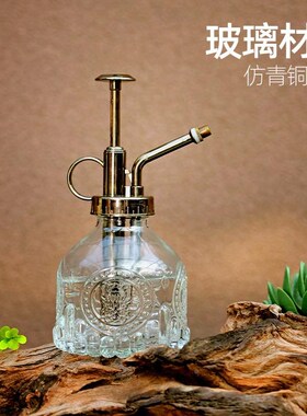 复古玻璃小喷壶气压式浇花清洁洒水壶家用园艺浇花壶多肉喷雾瓶