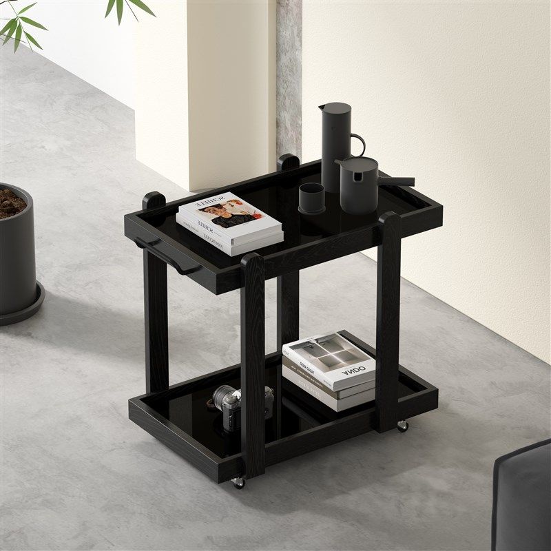 实木小推车边几客厅沙发边桌可移动边柜现代简约黑色小茶几侘寂风,淘宝优惠券,粉丝福利购,淘宝优惠卷